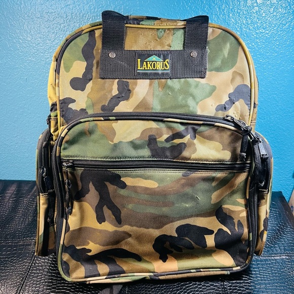 Other - Vintage LaKorus Hunting Water Proof Backpack Green military multiple packets